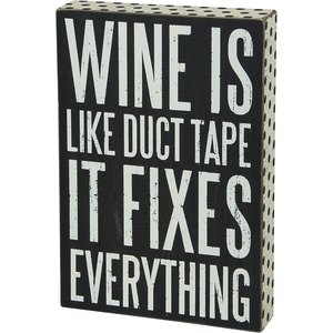 image:imagePrimitives by Kathy Polka Dot Trimmed Box Sign Wine Fixes Everything