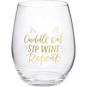 image:imagePrimitives by Kathy Stemless Wine Glass  Cuddle Cat Sip Wine Repeat