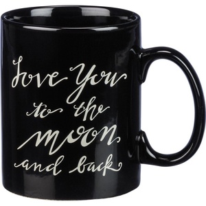image:imagePrimitives by Kathy Black and White Stoneware Coffee Mug 20Ounce Love You MoreTo the moon  back