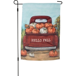 image:imagePrimitives by Kathy 113687 Hello Fall Truck with Pumpkins Decorative Garden Flag Multicolor