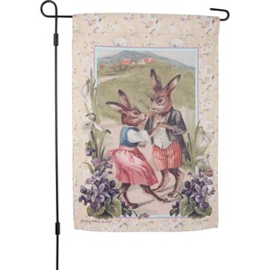 image:imagePrimitives by Kathy Bunnies Dancing and Floral Pattern Garden Flag