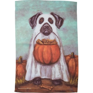 image:imagePrimitives by Kathy Decorative Garden Flag  Ghost Dog with Treats