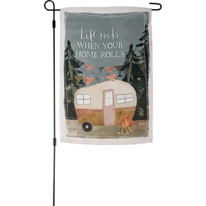 image:imagePrimitives by Kathy Decorative Garden Flag  RV Camping Themed Life Rocks When Your Home Rolls 12x18