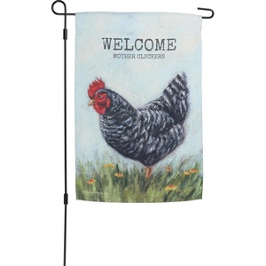 image:imagePrimitives by Kathy Decorative Garden Flag  Welcome Cluckers Double Sided Farmhouse Collection full color design
