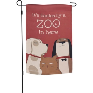 image:imagePrimitives by Kathy Sassy Pet Garden Flag 12 X 18inch Double Sided WeatherResistant  Its Basically A Zoo In Here  Outdoor Pet Decor for Home Garden Porch or Lawn