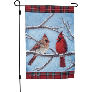 image:imagePrimitives by Kathy Snowy Cardinal Couple Garden Flag Double Sided Winter amp Christmas Collection full color design