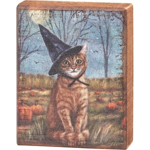 image:imagePrimitives by Kathy Home Dcor Block Sign  Cat As A Witch
