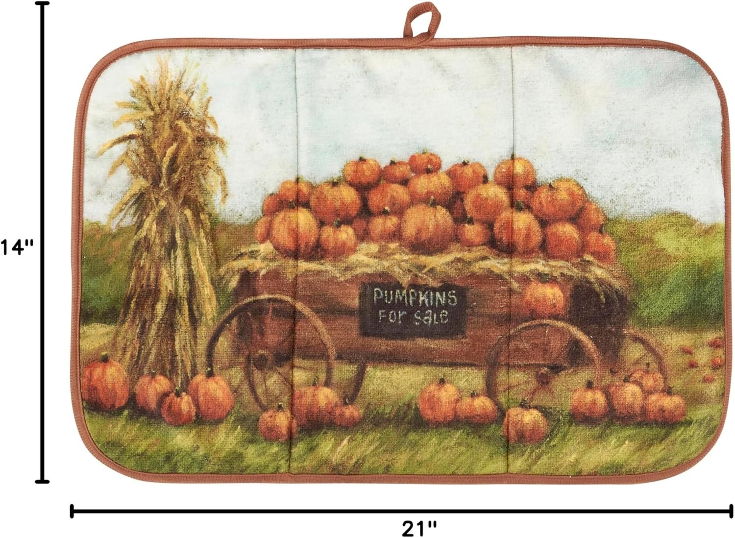 image:imagePrimitives by Kathy Decorative Kitchen Drying Mat Full Color Design ultraabsorbent fall pumpkin wagonrustic fallthemed home decordish mat pad kitchen accessoryreplicated from original artwork
