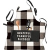 image:imagePrimitives by Kathy Grateful Thankful Blessed Apron 28inch Height Black and White