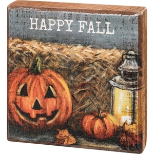 image:imagePrimitives By Kathy Happy Fall Home Dcor Block Sign 4inch Square