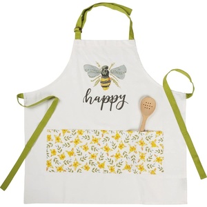 image:imagePrimitives by Kathy Bee Brand Apron Just Bee Kind HumbleGrateful Vintage style with bee pattern stitched panel  Full Coverage with Adjustable Neck amp Waist and 3 pockets Honeybee kitchen decorBee Happy