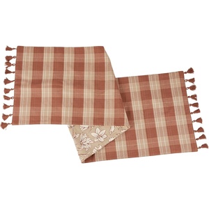 image:imagePrimitives by Kathy Brown Tartan Plaid Runner Reversible Floral Design