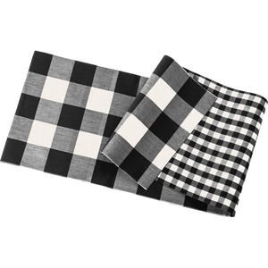 image:imagePrimitives by Kathy Buff Check Decorative Table Runner 56 x 15 black white