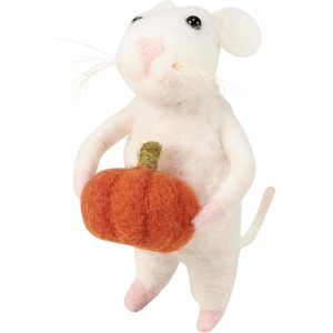 image:imagePrimitives by Kathy Collectible Critter  Mouse with Pumpkin from Our Halloween Collection Mouse Critter Features Cute Accents Including Long Whiskers and Happy face