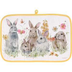 image:imagePrimitives by Kathy Decorative Kitchen Drying Mat Full Color Design ultraabsorbent displaying design of bunniesspring flowerswatercolor styleEasterSpringdish mat pad kitchen accessory