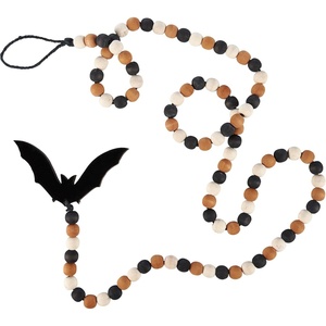 image:imagePrimitives by Kathy Halloween Beaded Garland with Wooden Bat Medallion  72 Inches Rustic Home Decor amp Table Centerpiece