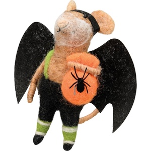 image:imagePrimitives by Kathy Halloween Collectible Felt Critter 4inch Bat Wing Mouse Holding Orange Spider Sack Spooky Tiered Tray amp Shelf Sitter Decor Mix amp Match with Our Other Collectible Figures