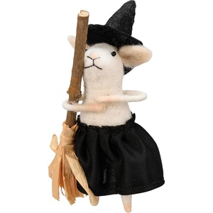 image:imagePrimitives by Kathy Halloween Collectible Felt Critter 55inch Witch Mouse with Broomstick in a Witchy hat Spooky Tiered Tray amp Shelf Sitter Decor Mix amp Match with Our Other Collectible Figurines