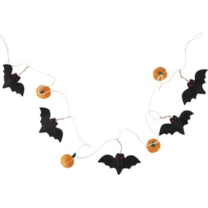 image:imagePrimitives by Kathy Halloween Felt Bats and Pumpkins Garland  72 Seasonal Home Decor