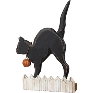 image:imagePrimitives by Kathy Halloween Themed Home Dcor Sitter Featuring A Black Cat On A Fence