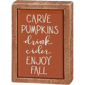 image:imagePrimitives by Kathy Home Dcor Box Sign Mini  Carve Pumpkins Drink Cider Enjoy Fall