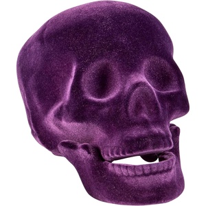 image:imagePrimitives by Kathy Plastic Halloween Skull Sitter Decor Purple Flocked Finish