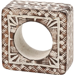 image:imagePrimitives by Kathy Primitive Square Wooden Napkin Ring 250 x 250 x 225 whitewash wood