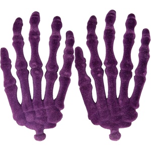 image:imagePrimitives by Kathy Seasonal Home Decor Accessories Flocked Purple Skeleton Hand Set  Halloween Decoration