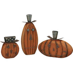 image:imagePrimitives by Kathy Set of 3 Wooden Jack O Lantern Pumpkin Figurines