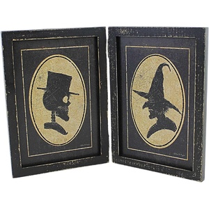 image:imagePrimitives by Kathy Skeleton And Witch Portraits Home Dcor Hinged Sign