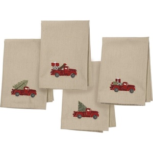 image:imagePrimitives by Kathy Stitch Art Dinner Napkins Set Truck with Christmas Tree