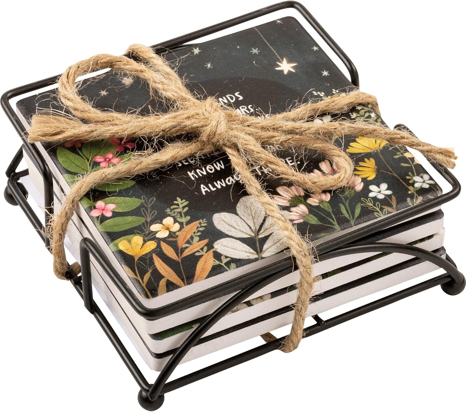 image:imagePrimitives by Kathy Set of 4 Absorbent Stoneware Decorative Coaster SetMulticolor