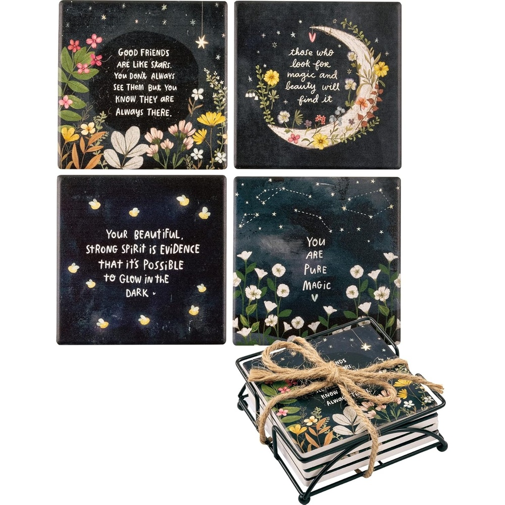 image:imagePrimitives by Kathy Set of 4 Absorbent Stoneware Decorative Coaster SetMulticolor