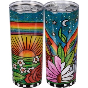image:imagePrimitives by Kathy Coffee Tumbler  Rainbow Flowers Sunshine