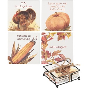 image:imagePrimitives by Kathy Fall Puns Coaster Set