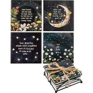 image:imagePrimitives by Kathy Set of 4 Absorbent Stoneware Decorative Coaster SetMulticolor