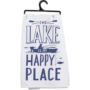 image:imagePrimitives by Kathy 35518 LOL Dish Towel 28Inch Square The Lake is My Happy Place
