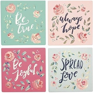 image:imagePrimitives by Kathy Absorbent Stone Coasters Be Joyful Set of 4