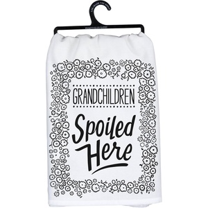 image:imagePrimitives by Kathy Decorative Kitchen Towel  Grandchildren Spoiled Here 28 x 28