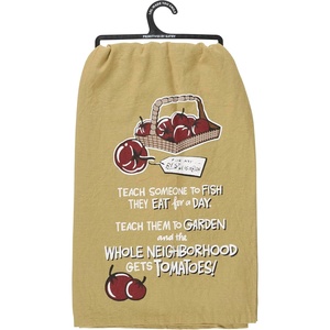 image:imagePrimitives by Kathy Funny Homestead Kitchen Towel Teach Someone to Garden Hand Illustrated Design Machine Washable 28 by 28 Inches Unfolded Homestead Kitchen Dcor Olive Cotton
