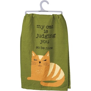 image:imagePrimitives by Kathy Funny Kitchen Towel for Cat Owners Grumpy Cat is Judging You Machine Washable 28 by 28 Inches Unfolded Rustic Kitchen Dcor Gifts for Cat Lovers Green Cotton