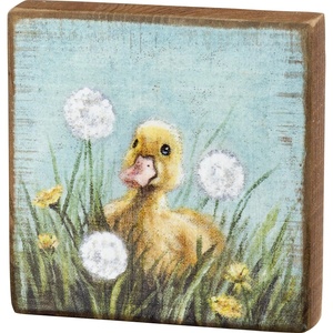 image:imagePrimitives by Kathy Home Dcor Block Sign  Baby Duckling with Dandelion Wishes