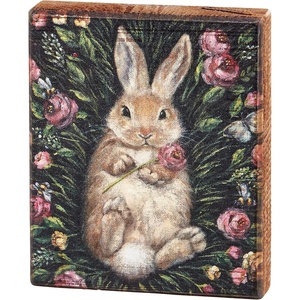 image:imagePrimitives by Kathy Home Dcor Block Sign  WOODLAND Snuggling Bunny