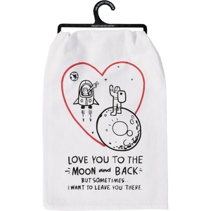 image:imagePrimitives by Kathy Kitchen Decorative Hand Towel  Love You to The Moon and Back but SometimesFun Sentiment for Your Valentine