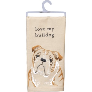 image:imagePrimitives by Kathy Love My Bulldog Dish Towel 20 x 26 Beige
