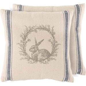 image:imagePrimitives by Kathy Rabbit Wreath Throw Pillow 12 x 12 Multicolor