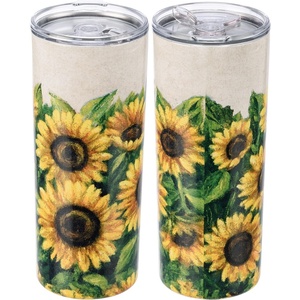 image:imagePrimitives by Kathy Wrap Around Sunflower Design Stainless Steel Coffee Tumbler Thermos 20 Oz