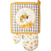 image:imagePrimitives by Kathy Watercolor Bee amp Floral Design Oven Mitt amp Pot Holder Kitchen Set