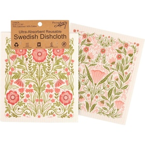 image:imagePrimitives By Kathy Botanical Swedish Folk Art Dishcloth Set Pink and Red Floral Pattern 675 x 750 inches 2Pack