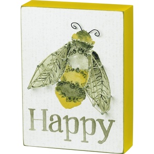 image:imagePrimitives by Kathy 38310 Charming Kitchen Dish Towel Bee Happy Yellowbox sign string art